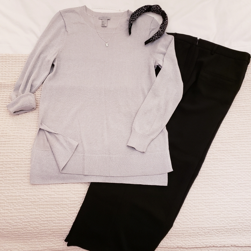 H&M Long Sleeve Silver Top
